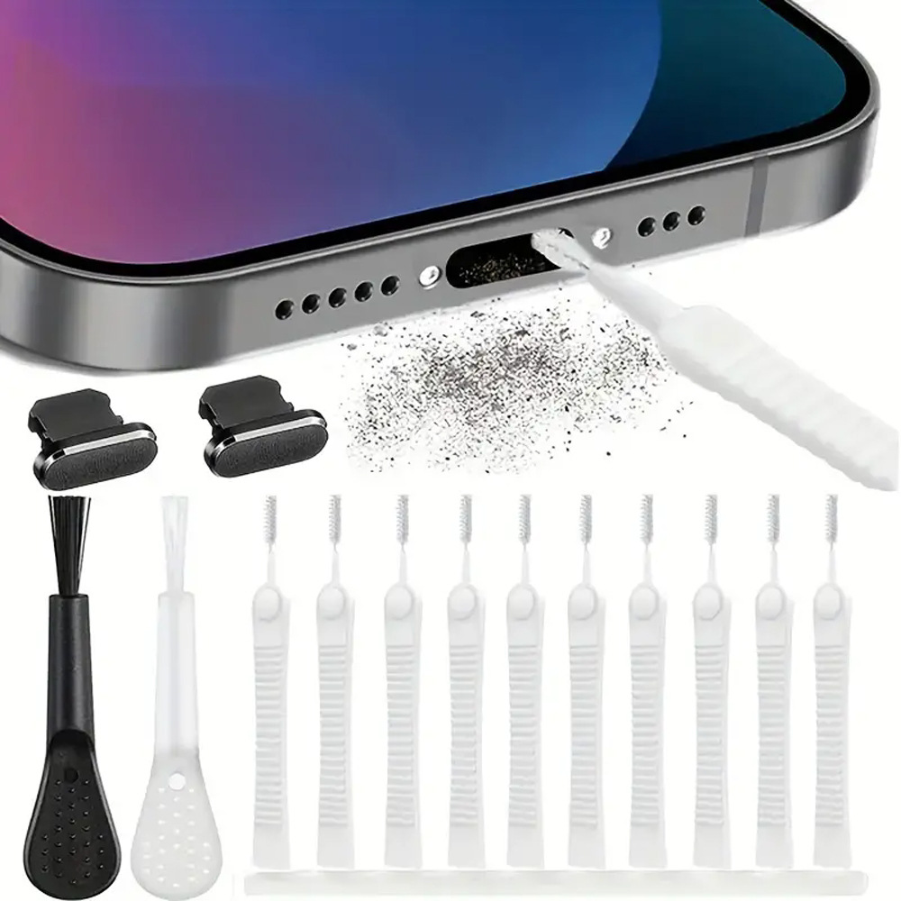 USB-C Datenanschluss Staubstecker Handy-Ladeanschluss Metall-Staubstecker mit Bürstenreinigungskappe kompatibel