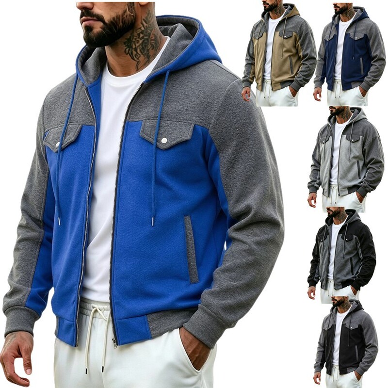 New autumn and winter cross-border European and American zip-up sweatshirt casual jacket for men, zip-up hooded jacket for foreign trade men New autumn and winter cross-border European and American zip-up sweatshirt casual jacket for men, zip-up hooded jacket for foreign trade men