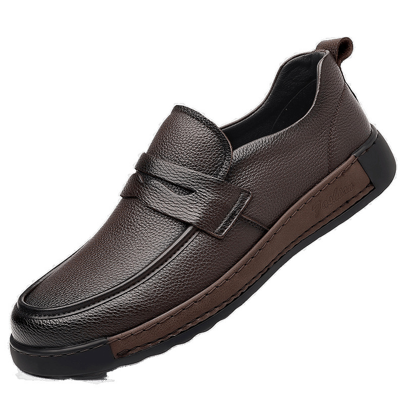 Zapatos de hombre 2025 primavera nuevo estilo casual de suela blanda para conducir zapatos Doudou zapatos de cuero casuales perezosos británicos de un pie para hombre