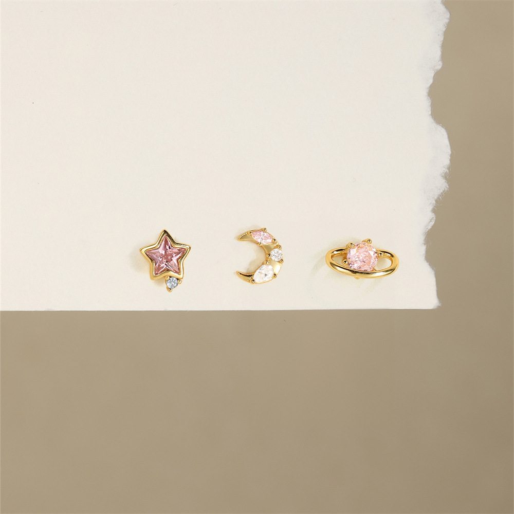 925 Sterling Silver Material Star Pattern All Seasons Season 1 Set 925 Sterling Silver Star Zircon Small Stud Earrings