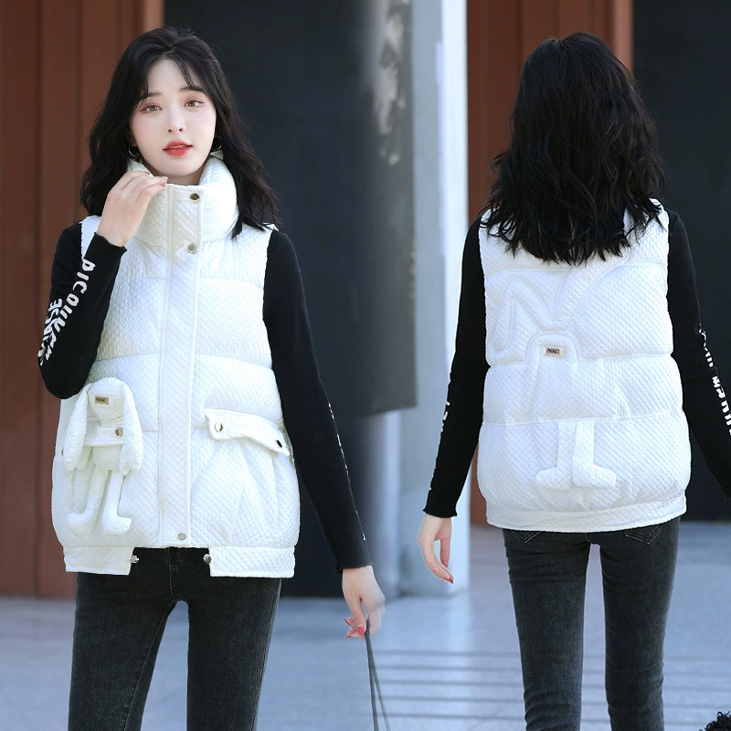 Кролик с куклой пух, хлопковый жилет, женская одежда, осень-зима, новый короткий Свободный жилет в Корейском стиле, куртка, внешняя торговля оптом