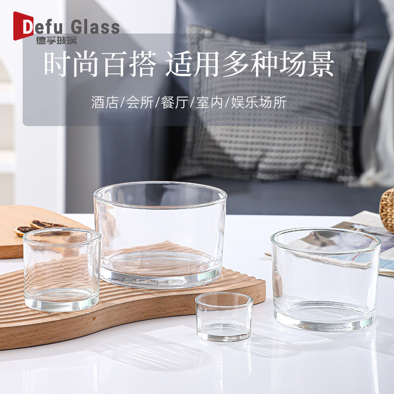 Spot Transparent Glass Candle Cup Thickened Large Capacity Round Candle Cup Simple Fashion Home Furnishings Creative