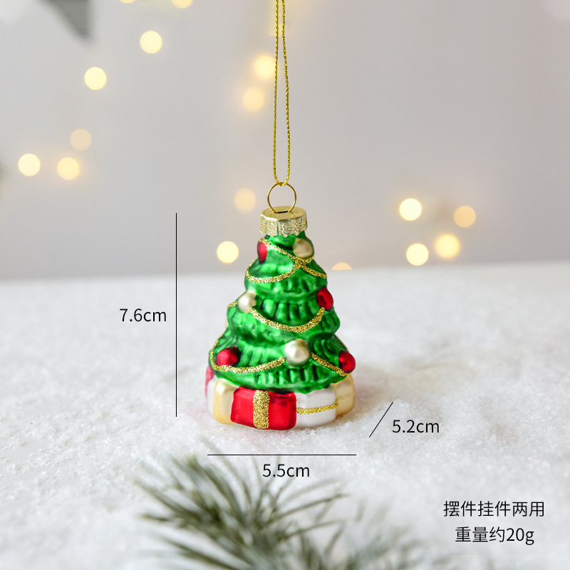 跨境新品圣诞装饰圣诞树挂件创意玻璃彩绘小吊饰挂件氛围场景布置|undefined