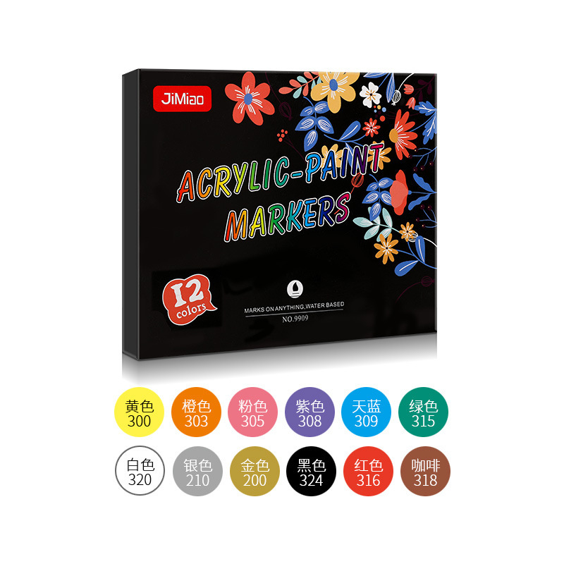 Marcador de acrílico 36 traje de color suave cabeza agua tiza DIY marcador de piedra de tarjeta negro caliente marcador a base de agua