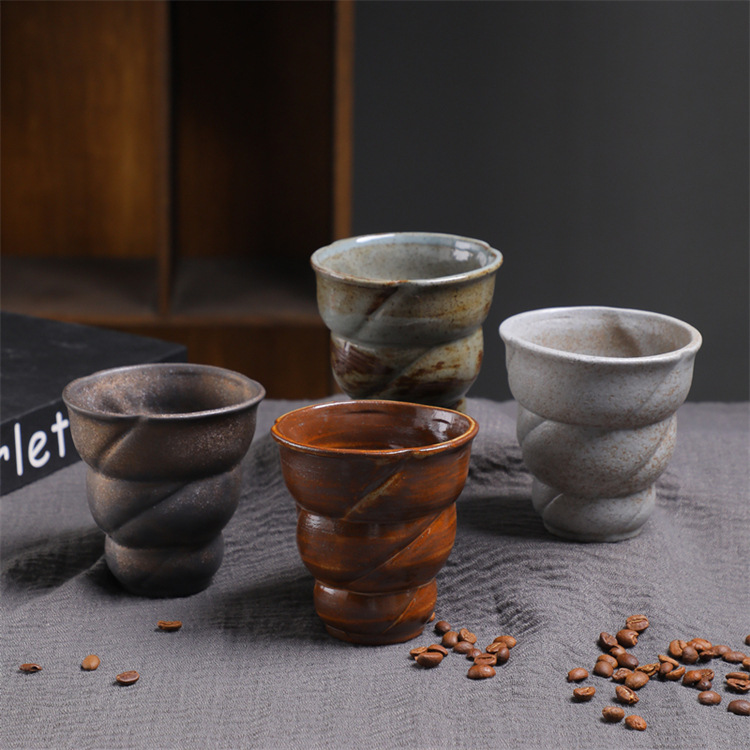 Vintage Ceramic Coffee Cup Kiln-fired Rustic Pottery Mug_voghion.com