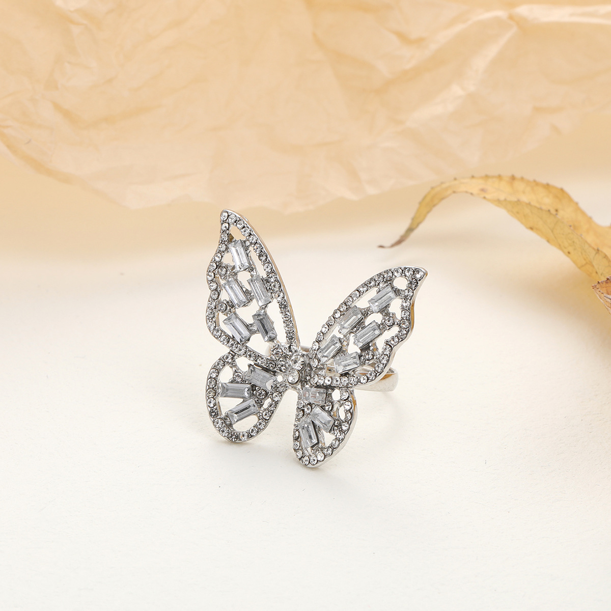 Fashion Butterfly Alloy Plating Rhinestones Women's Open Ring display picture 6