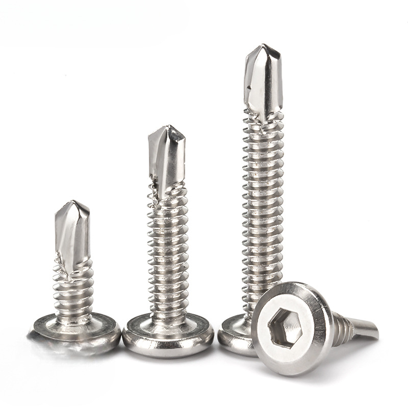 410 스테인레스 스틸 플랫 헤드 육각형 소켓 드릴 테일 거꾸로 된 가장자리 셀프 태핑 셀프 드릴링 도브 테일 스크류 가드 레일 스크류 M5.5