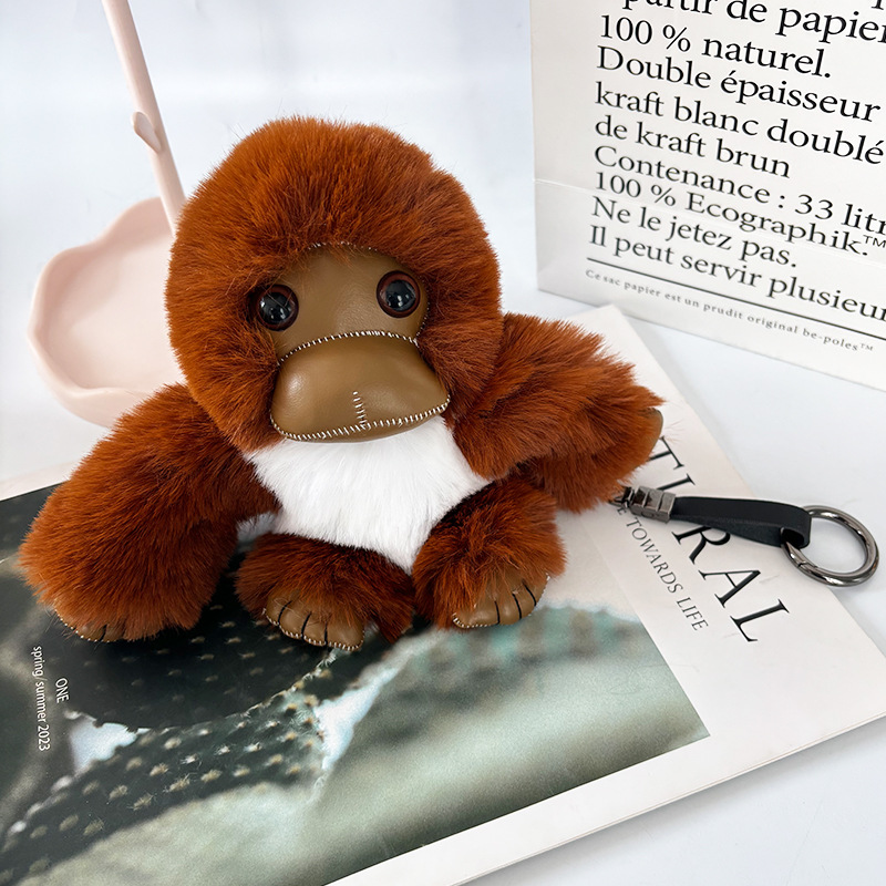Imitación de piel de conejo rex adornos de mono lindo muñeco de peluche colgante de mochila escolar colgante de llavero de coche