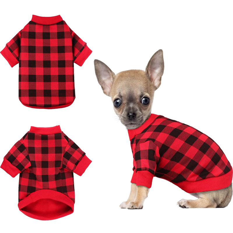 Autumn black checkered keep warm fashionable T-shirt