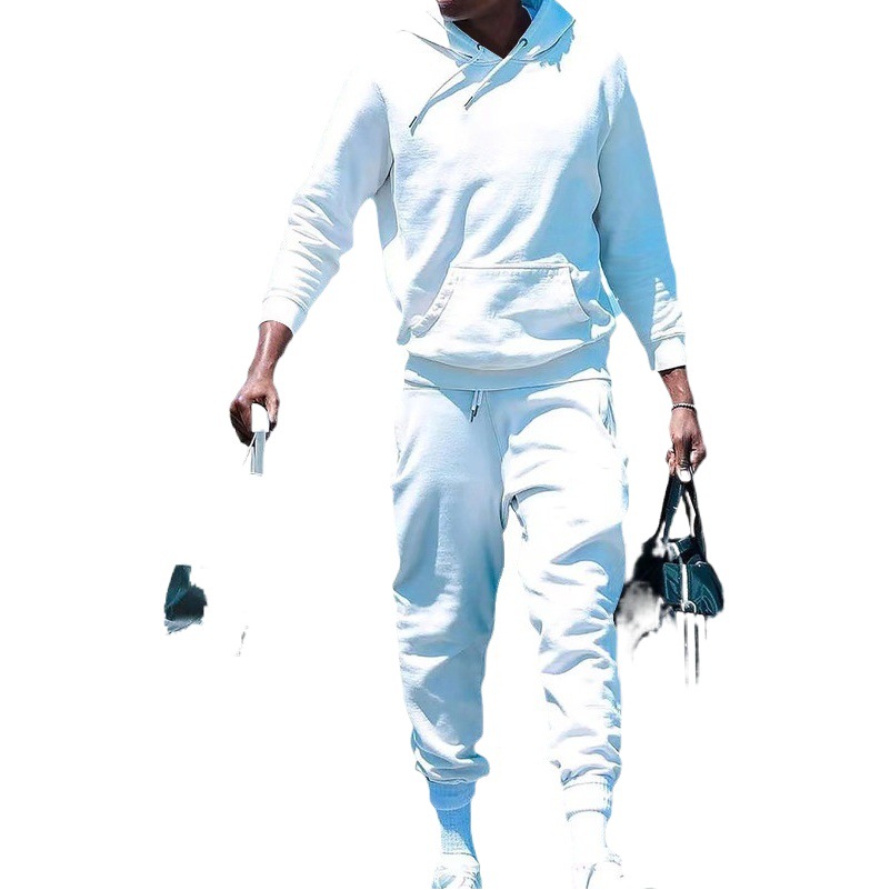 2023 traje de ropa de hombre transfronterizo de otoño e invierno con Capucha forrada de lana suelta casual europea y americana Amazon suéter deportivo conjunto de dos piezas