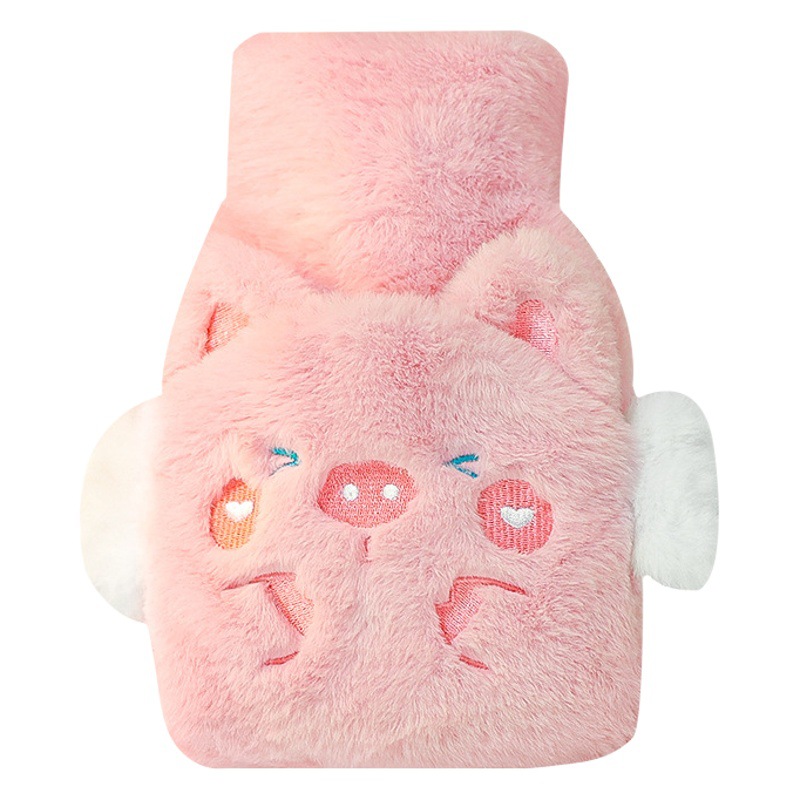 Linda botella de agua caliente con inyección de agua de felpa, calentador de manos bordado para estudiantes, bolsa de agua caliente, bolsa de inserción gruesa, muñeca de niña cálida