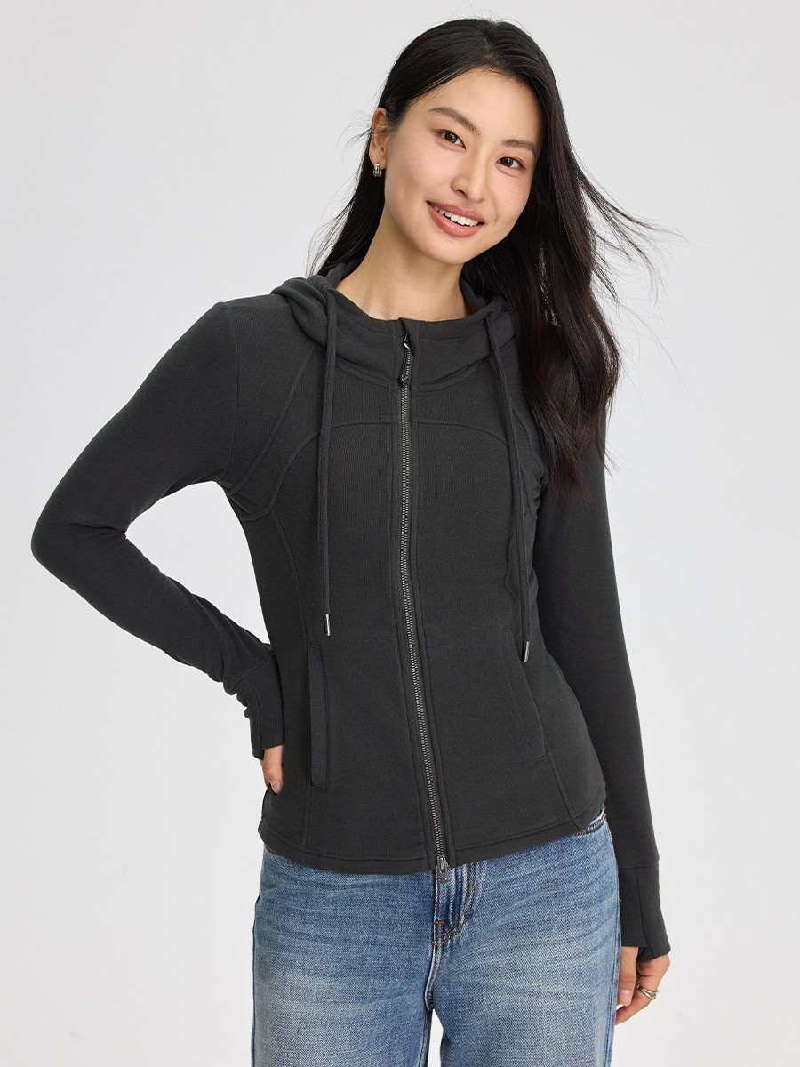 女性のヒアルロン酸の両面の徳の絨毯の美しい肌の服のファスナーのカーディガンの秋冬の新型の修身のファッションの帽子のコート