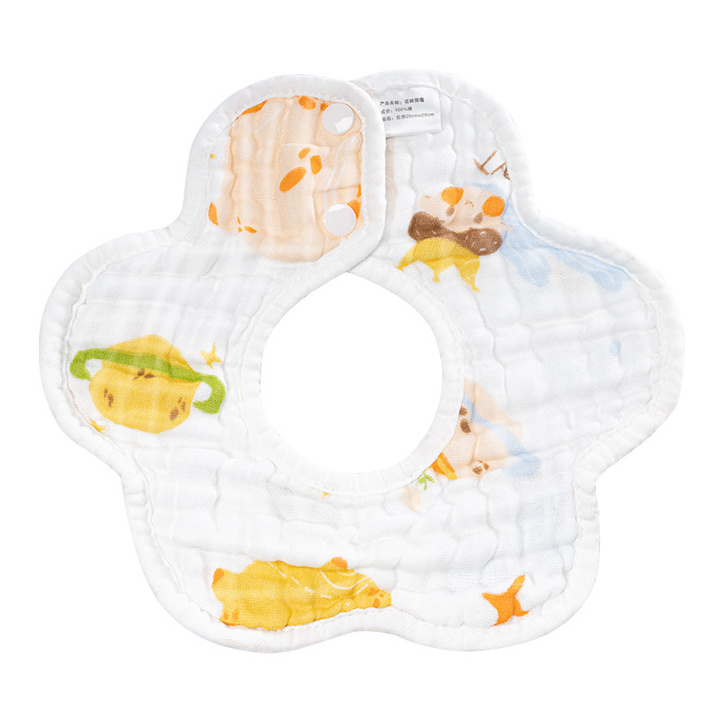 Kaili Newborn Petal Bib Pure Cotton Breathable Rotatable Baby Eating and Drinking Saliva Towel Bib Type a