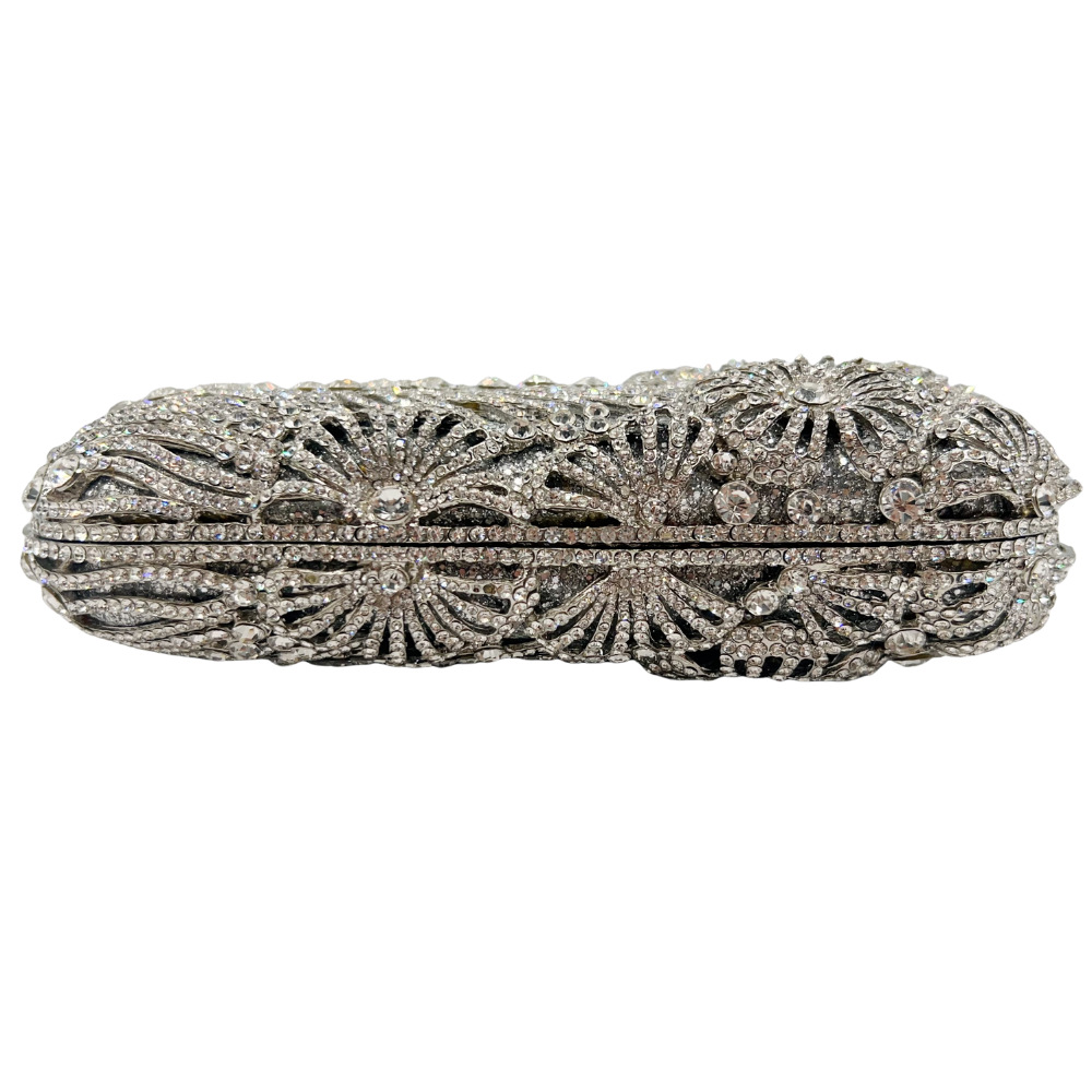 Túi clutch nữ đính đá pha lê dọc đựng điện thoại dự tiệc — bạc, sâm panh, Tùy chỉnh cá nhân