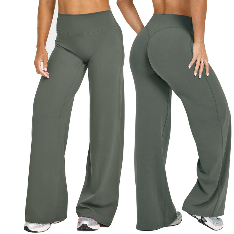 Cross-Border Popular Summer Thin High-Waisted Straight-Leg Pants, Loose and Slimming Yoga Wear, Sports Outdoor Fitness Long Pants for Women