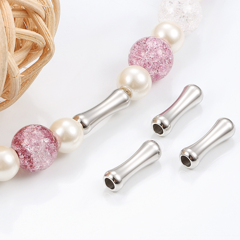 Hole 2~2.9mm Hole Size 20 PCS/Package Quantity 20 PCS/Package 12 * 4mm Hole 2~2.9mm Stainless Steel Bamboo Solid Color Polished DIY Jewelry Accessories Beads