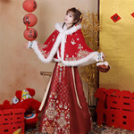 禧染春梢汉元素汉服女2025新款原创秋冬季新中式加厚改良比甲斗篷