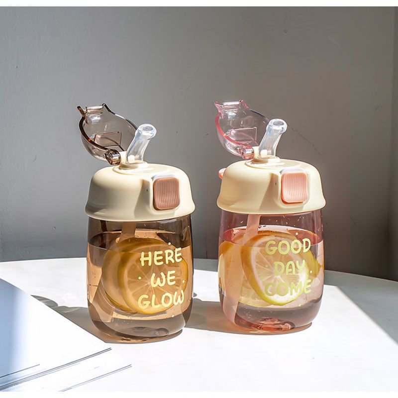 2024 Cup Women's New Hose Cute Girl's Plastic Niche Summer Water Cup with Straw High Color Value Girl's Nine