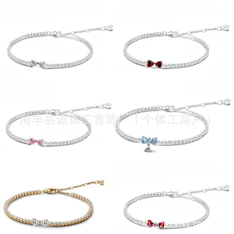Pandora S925 Silver Light Luxury Tennis Racket Series Red Bow Bracelet Silver Jewelry Directly Supplied from Factory Pandora S925 Silver Light Luxury Tennis Racket Series Red Bow Bracelet Silver Jewelry Directly Supplied from Factory