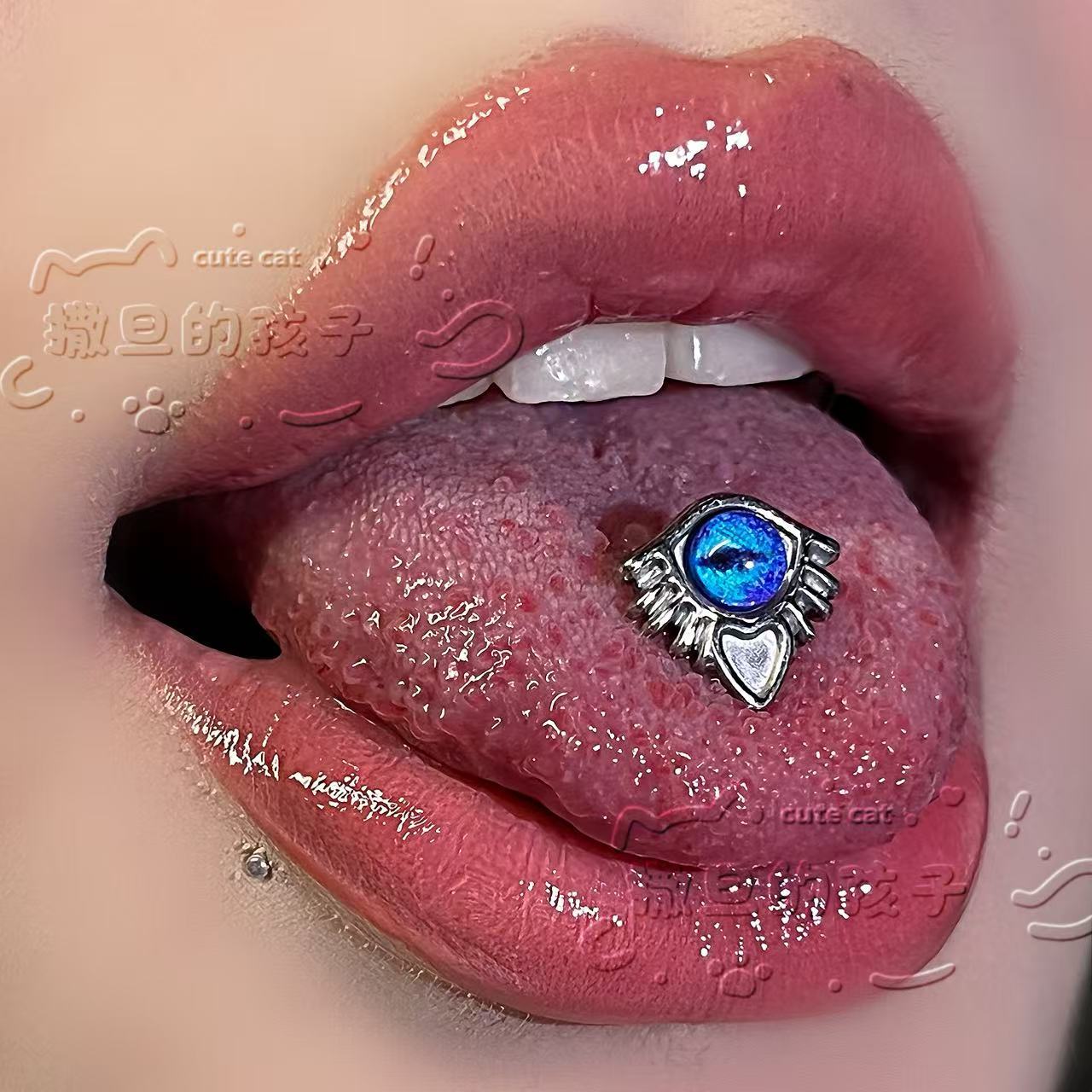 Labret stud lip piercing jewelry styling detail