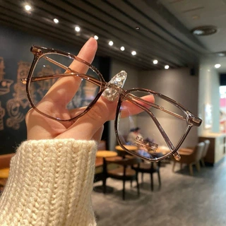 超轻冷茶色素颜眼镜女近视可配度数防蓝光显白显脸小韩版平光镜男