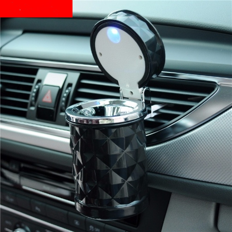 Cenicero de coche colección de suministros de coche multifuncional para hombres tecnología negra creativa de las mujeres Cenicero gris con tapa anti-vuelo