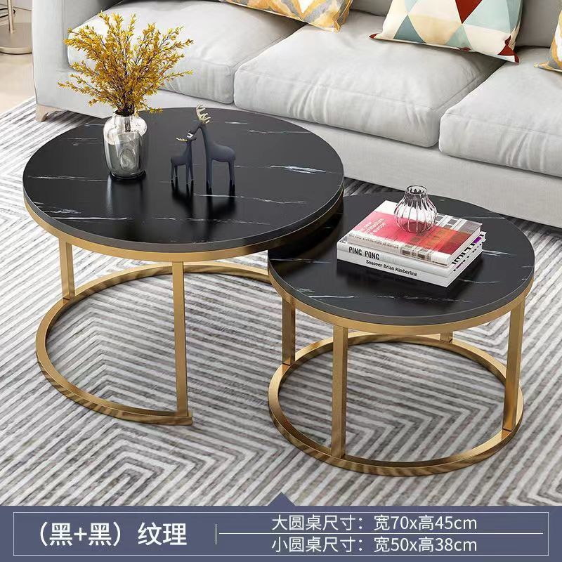 Mesa de té lujosa moderna pequeña sala de estar mesa redonda simple de mármol italiano creativo mesa de té de hierro forjado