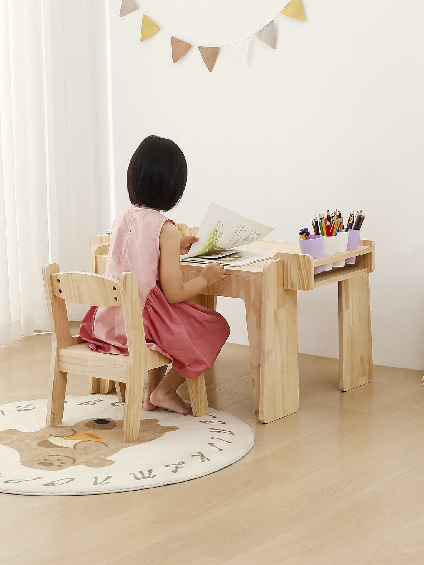 Children's Study Table, Toddler Reading Area, Montessori Handmade Table, 2025 New Multi-Functional Baby Game Table