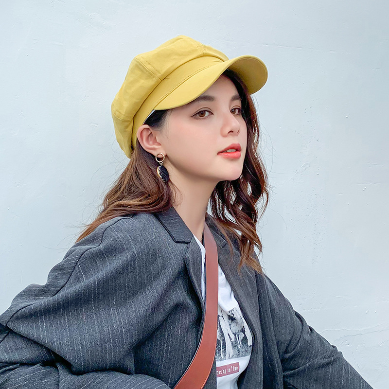 薄款棉麻透氣網紅八角帽子女韓版潮日系百搭英倫復古貝雷帽
