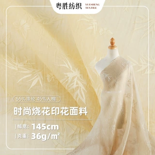 时尚烧花印花时装面料批发 国风春夏超薄透气女装连衣裙汉服布料