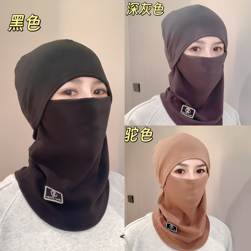 欧美冬季薄款德绒包头帽围脖面罩一体保暖护脸面罩户外骑行套头帽|undefined