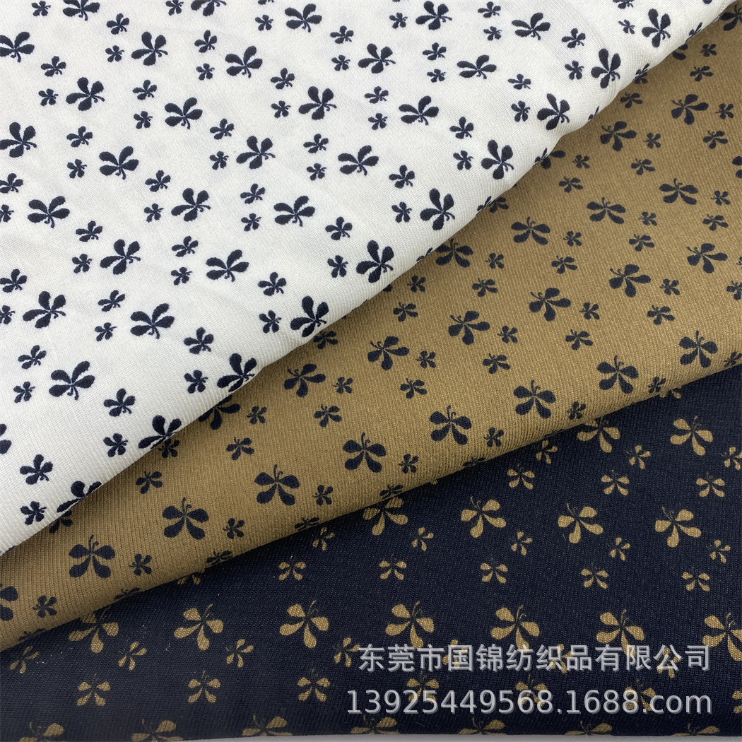 秋冬新款条绒印花布 锦涤斜纹灯芯绒印小碎花 童装女装服装面料