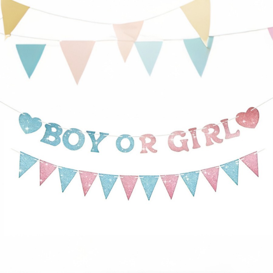 Sexo revelando fiesta tira bandera decoración azul brillante rosa baby shower suministros de fiesta