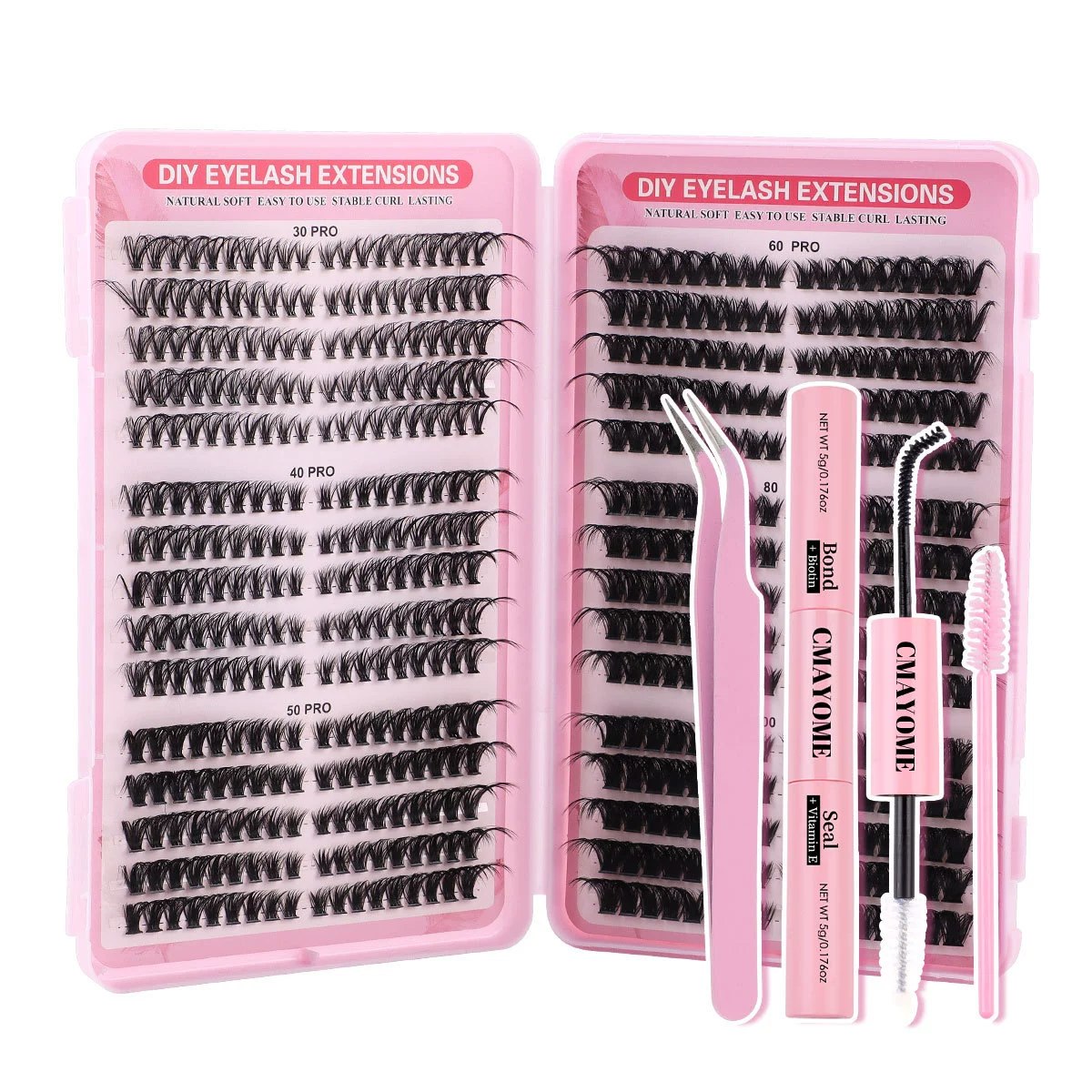 Dense False Eyelash Set DIY, Individual Cluster Lashes 16 mm — Multi‑configuration Kits