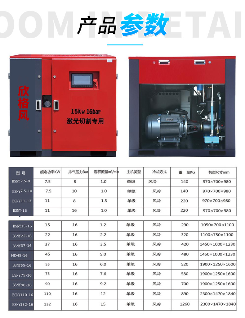 Air Compressor Manufacturer: Integrated Permanent Magnet Variable Frequency Screw-Type Air Compressor for Laser Cutting