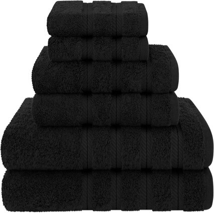Cross-Border Pure Cotton Black Bath Towel, Hand Towel, Square Towel, Absorbent, Non-Fading, Can Be Vacuum-Packed, with Code Labeling, Dropshipping Set