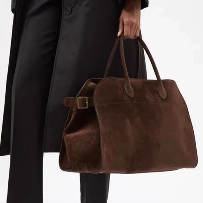 High-Quality Therow Tote Bag 15inch Margauxx Handbag Simple Commuter Versatile Briefcase Genuine Leather Bag