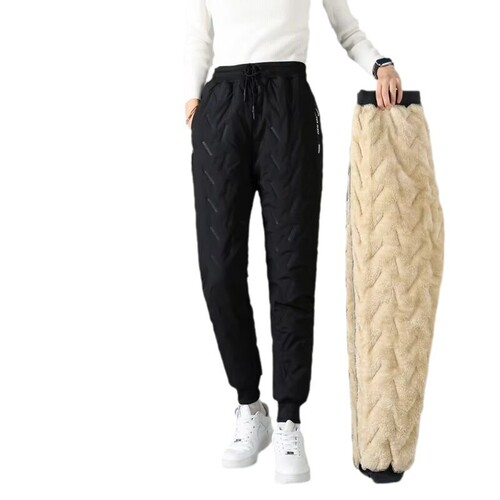 Men's Winter Leisure Pants with Fleece and Thickening, Lamb Wool Windproof and Warm Thicker Large Size Loose and Versatile Sports Pants