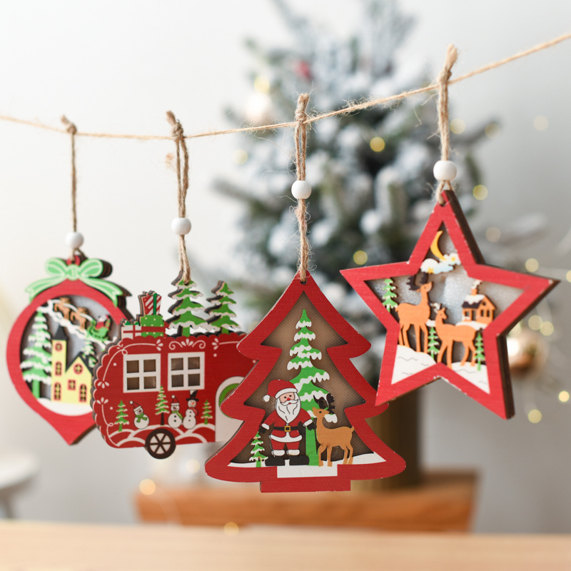 Weihnachten Süß Karikatur Holz Gruppe Hängende Ornamente display picture 6