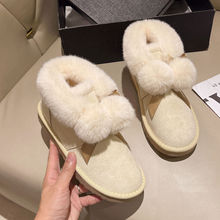 奶呼呼雪地靴女2025秋冬季新款可爱毛球球加绒加厚面包鞋保暖棉鞋