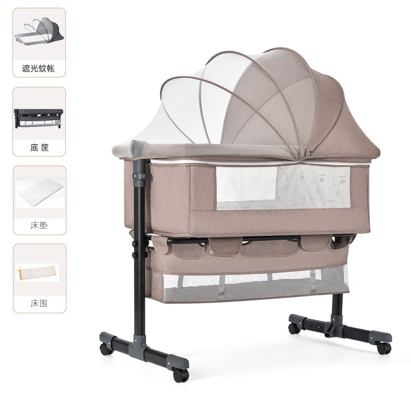Cama multifuncional para recién nacidos, cama grande, cama para bebés, cuna plegable, elevación móvil y portátil image 8