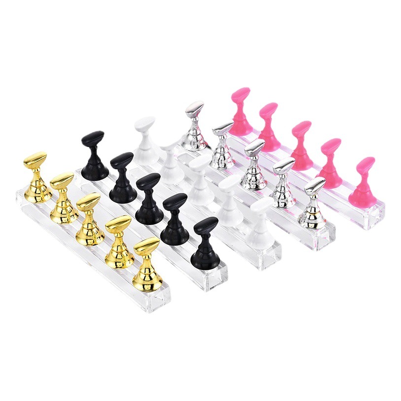 Japanese Style Same Style Nail Art Piece Holster Acrylic Display Stand Magnet Chessboard Pink Box Nail Piece Practice Base