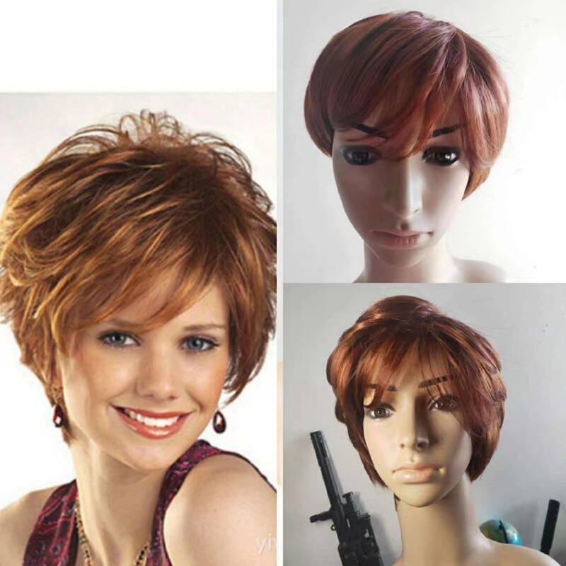 Wig for Women with Short Hair, Middle-Aged and Elderly Mothers with Short Hair, Curly Chemical Fiber, Natural, Breathable, Light and Thin Full-Headgear Manufacturer Direct Sale