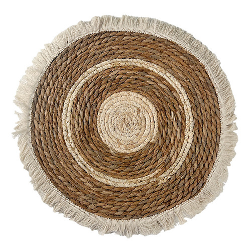 Cross-border tassel edge rush woven round grass placemats, photo props, heat insulation anti-scald mats, table mats, cup mats