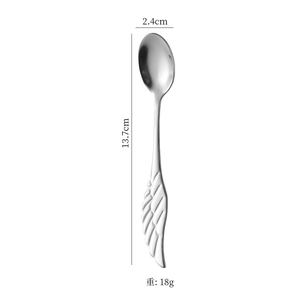 Cucchiaio da dessert in acciaio inossidabile con ali d'angelo, grazioso cucchiaio da caffè di alto valore estetico, cucchiaio da zuppa per uso domestico_voghion.com