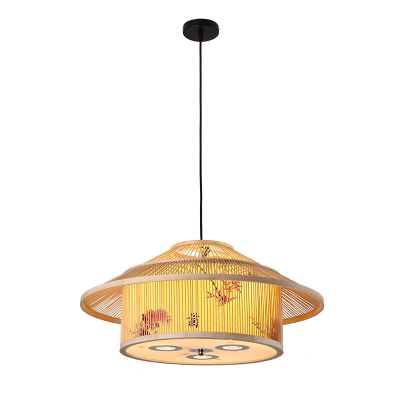 Moderno restaurante chino araña caja restaurante B & B té tatami olla caliente restaurante bambú tejido con lámparas de foco