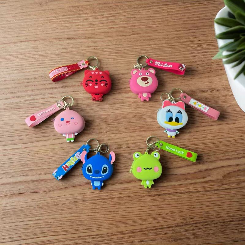 Super Cute Sanrio Couple's Storage Coin Purse Keychain Cute Strawberry Bear Wallet Hanging Girl's Key Bag