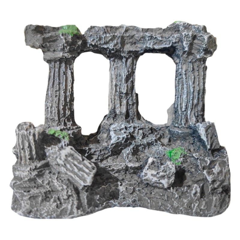 Tanque de peces paisaje decoración doble columna romana resina musgo micro paisaje Decoración