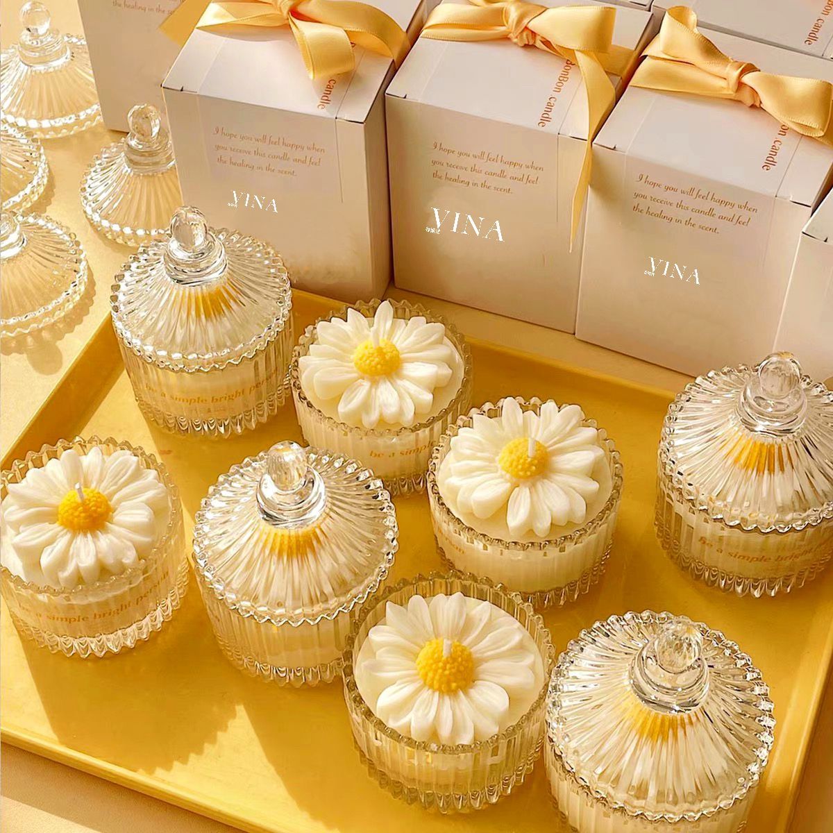 Bougie parfumée Daisy Ins, cadeau d'anniversaire haut de gamme pour une chambre fraîche et élégante_voghion.com