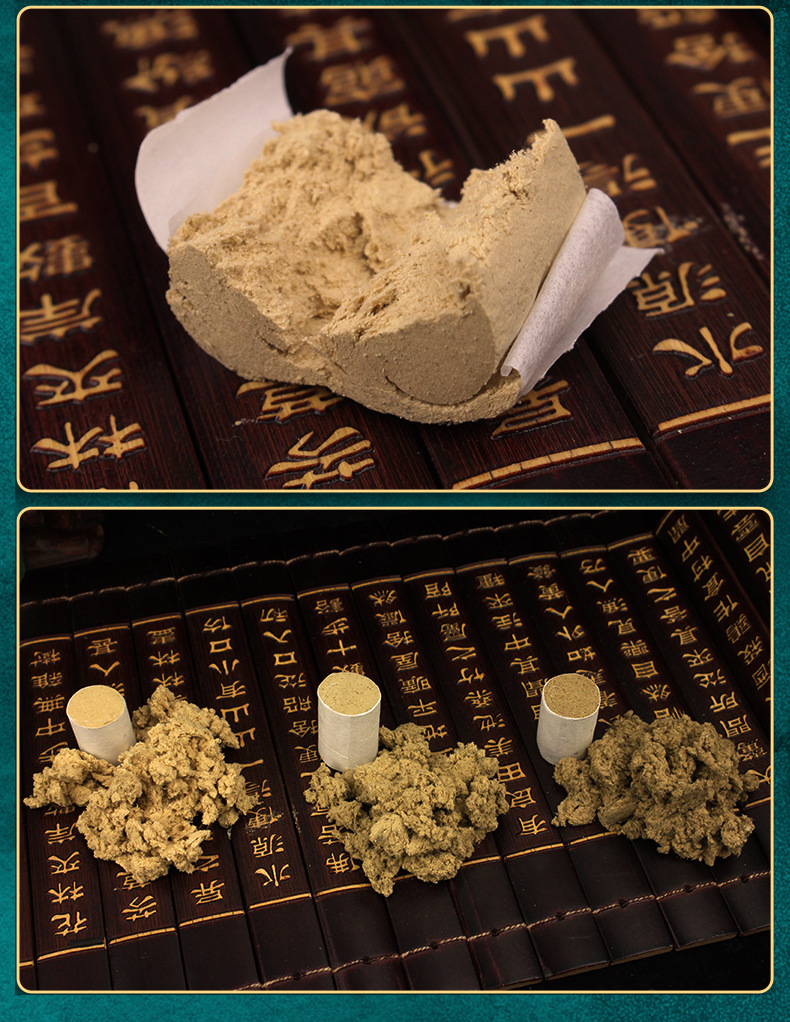 Golden Moxa Cones Ai Zhu Pure Moxa Wool Sticks for Traditional Moxibustion Warm Therapy in use